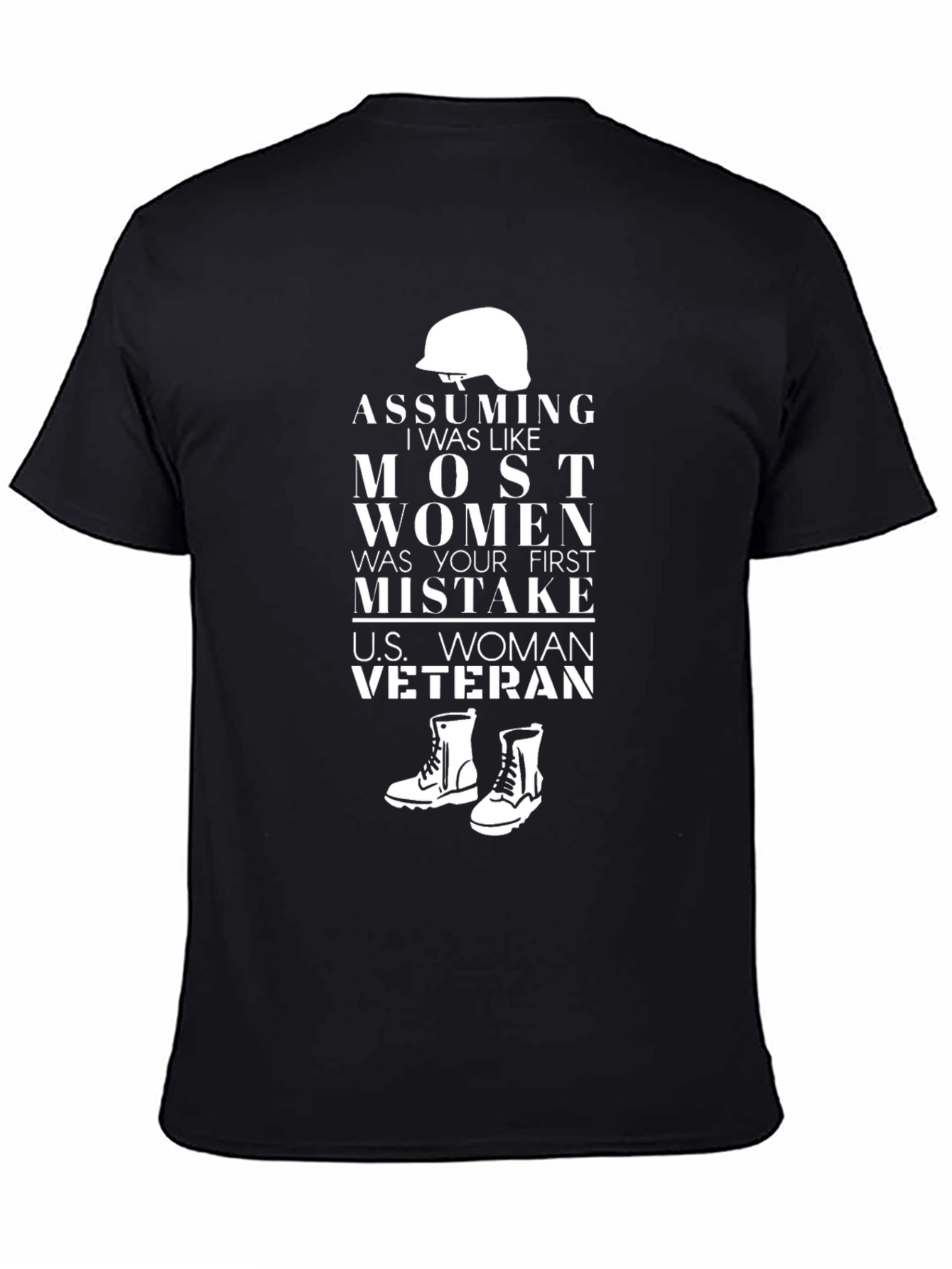 U.S. Woman Veteran Graphic Tee - Black Cotton