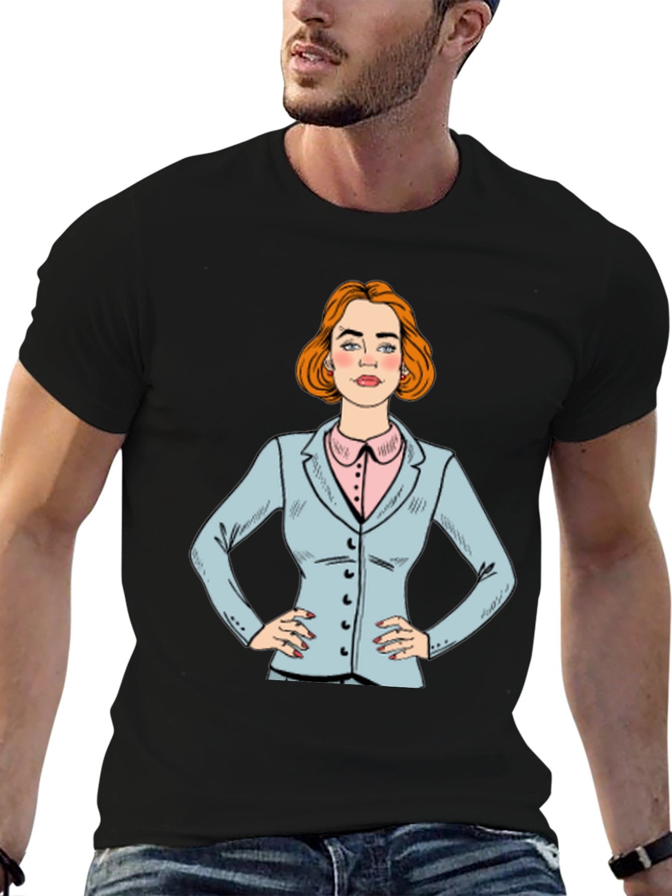 Pop Art Businesswoman T-Shirt - Black