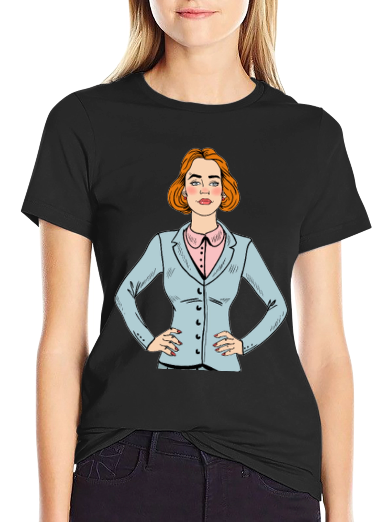 Pop Art Businesswoman T-Shirt - Black
