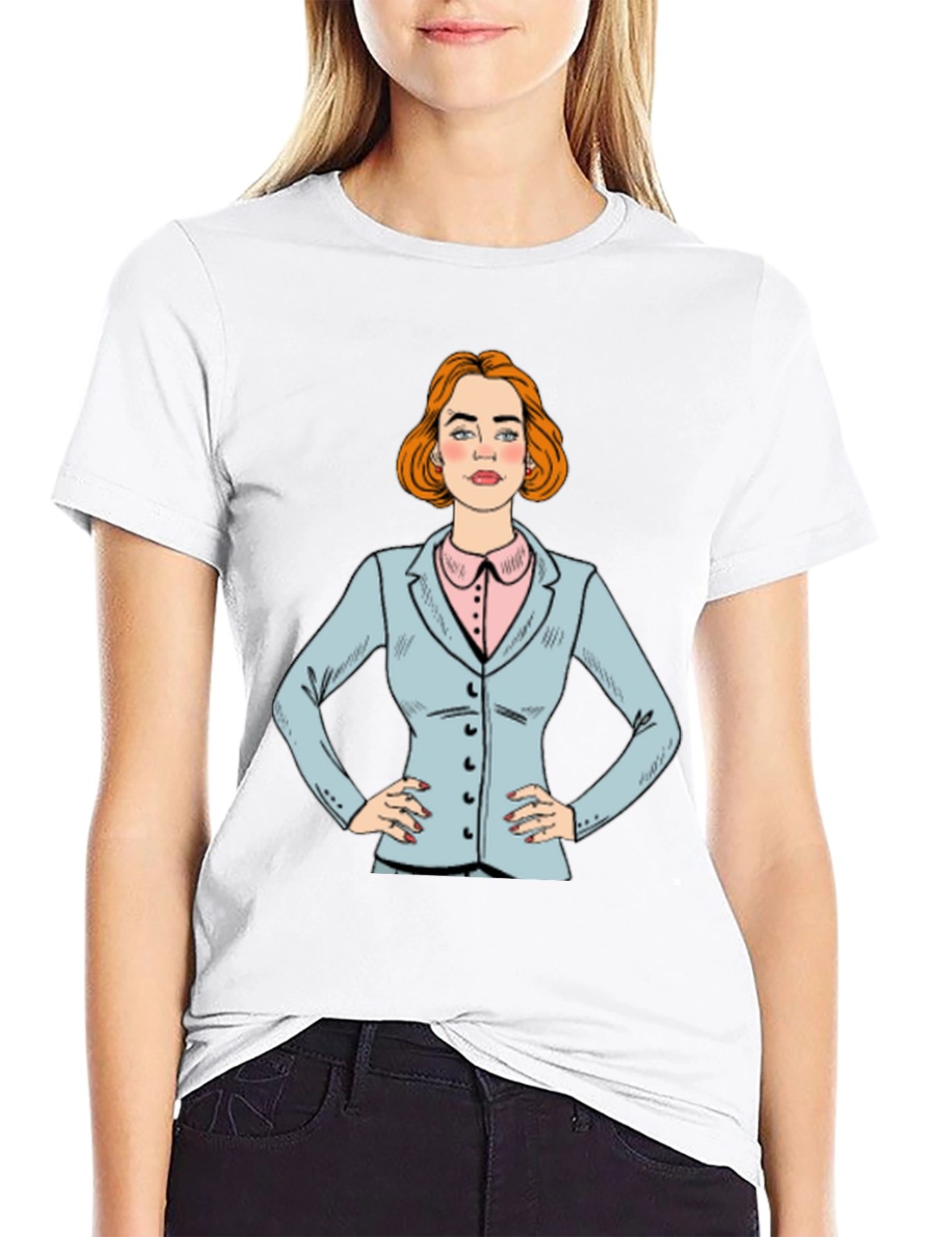 Pop Art Businesswoman T-Shirt - Black