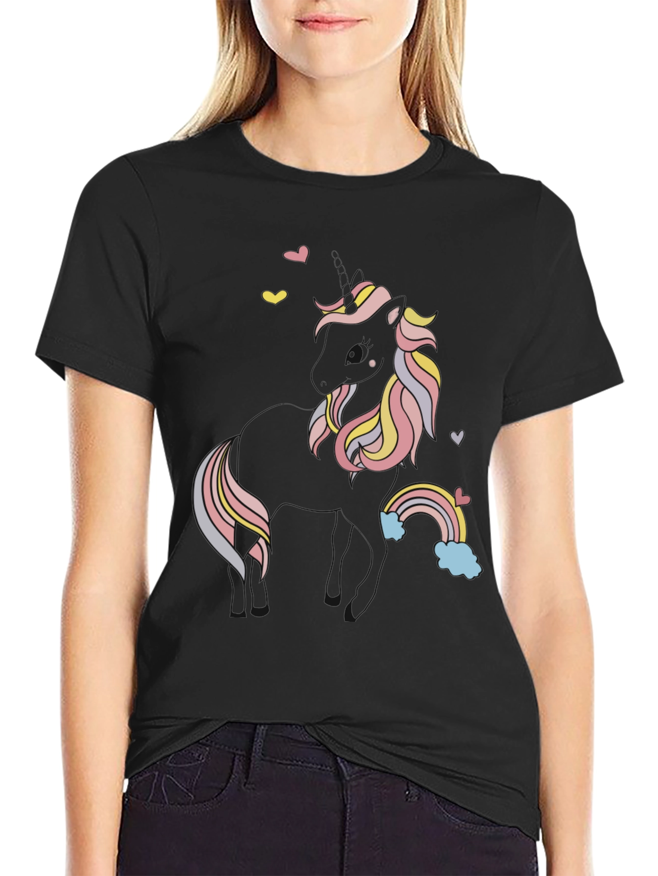 Unicorn Graphic Black Tee Shirt