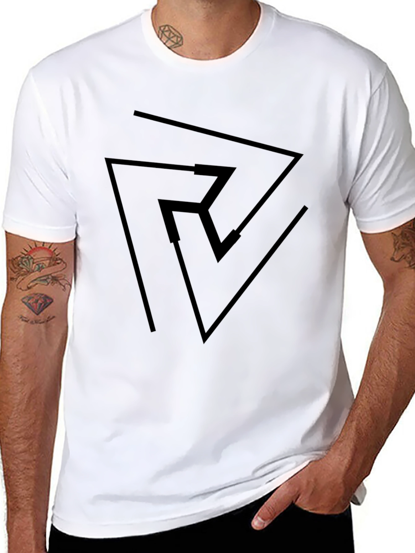 Geometric Design Black Tee