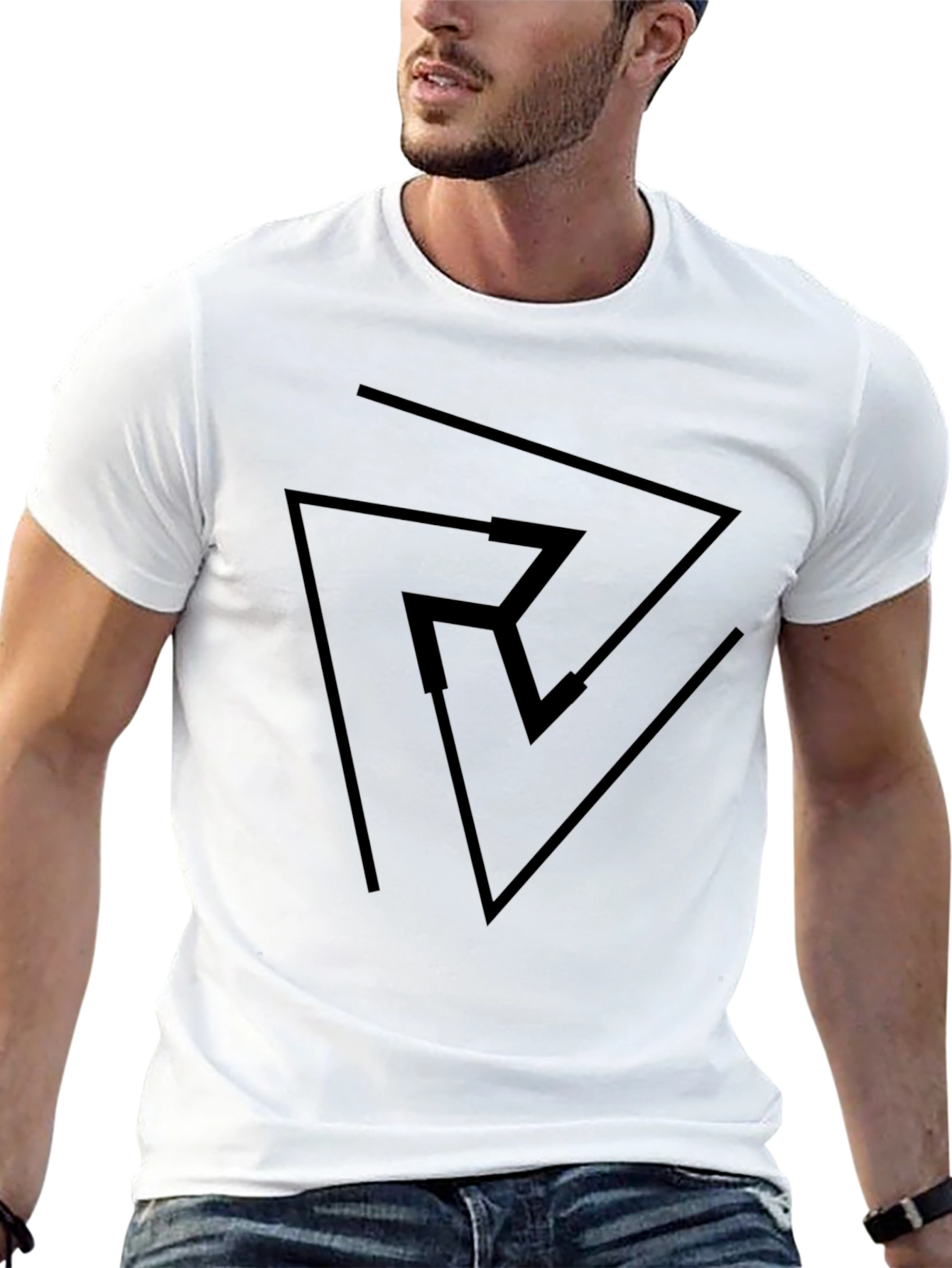 Geometric Design Black Tee