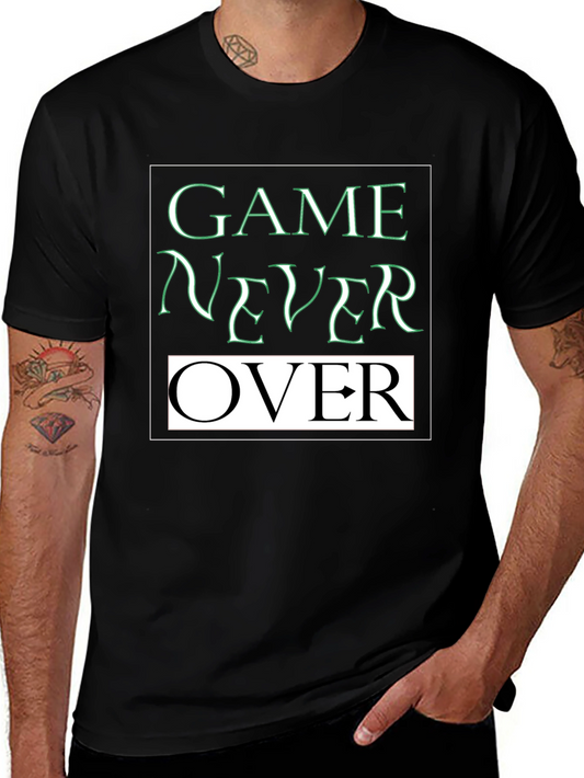 Game Never Over Graphic Tee - Black Cotton T-Shirt