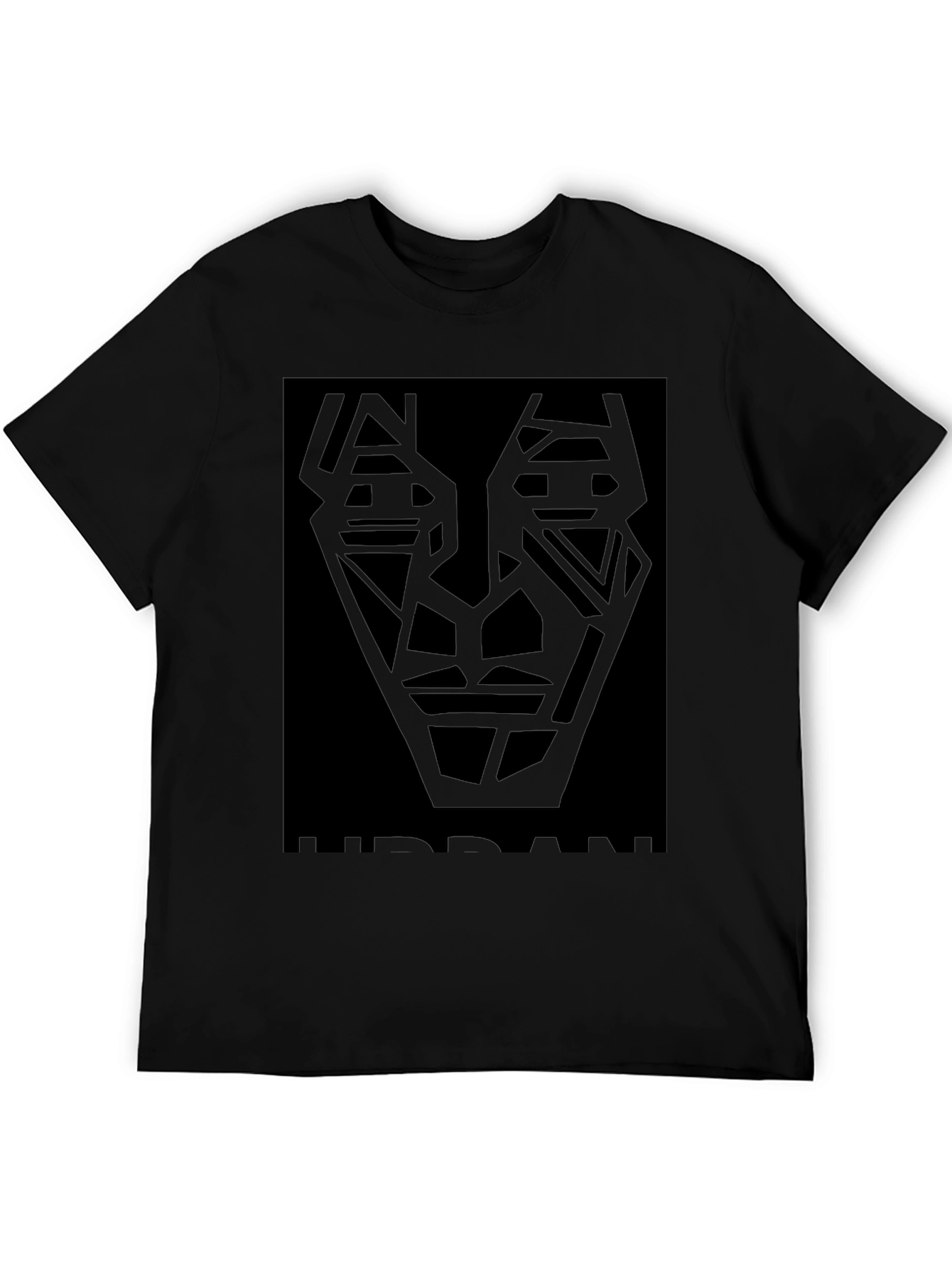 Abstract Geometric Face Black T-Shirt
