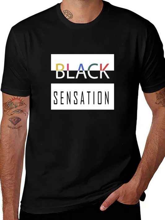Black Sensation Graphic Print Tee - Modern Style