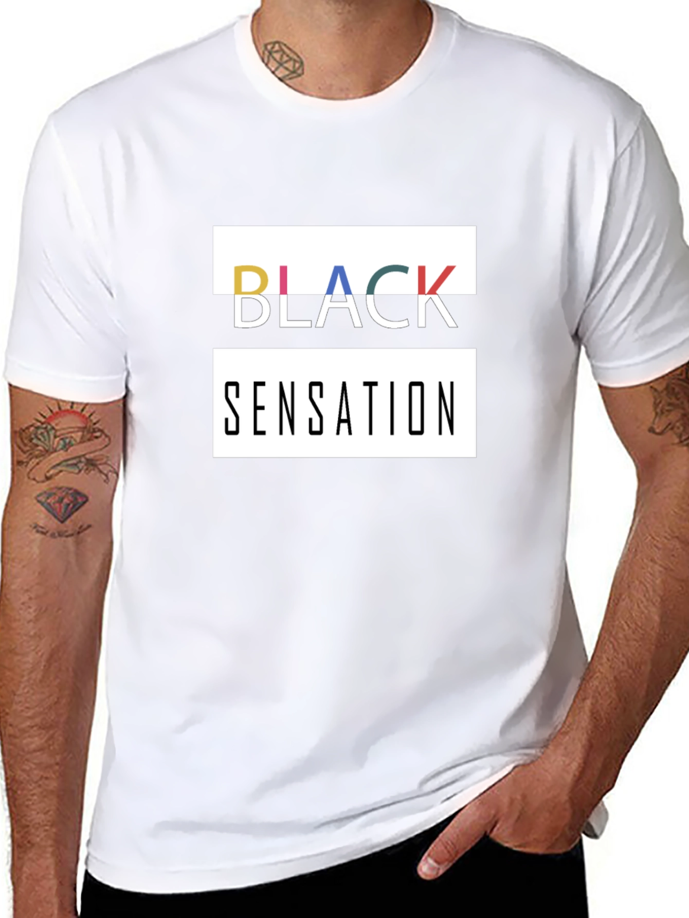 Black Sensation Graphic Print Tee - Modern Style