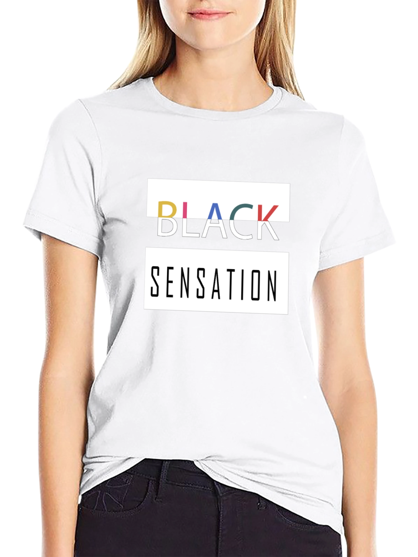 Black Sensation Graphic Print Tee - Modern Style