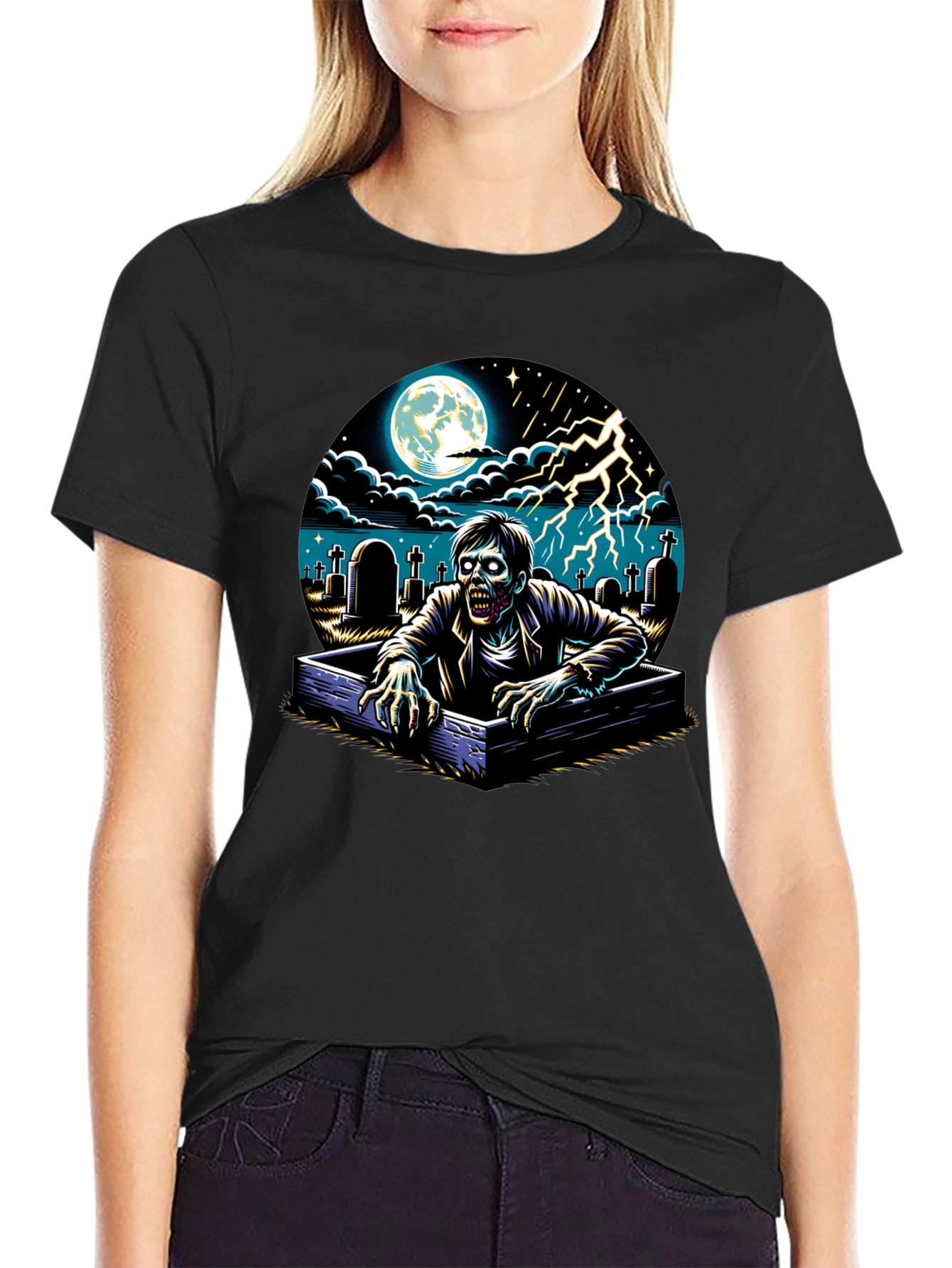 Zombie Rising T-Shirt - Graveyard Scene