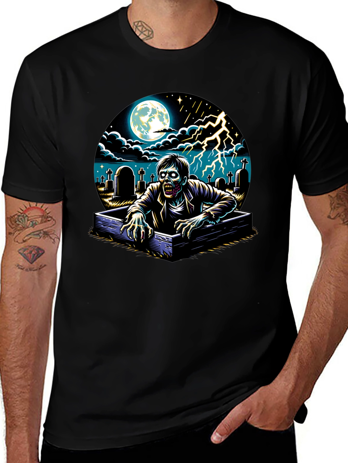 Zombie Rising T-Shirt - Graveyard Scene