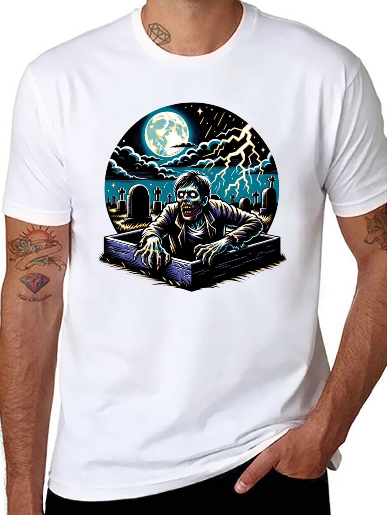 Zombie Rising T-Shirt - Graveyard Scene