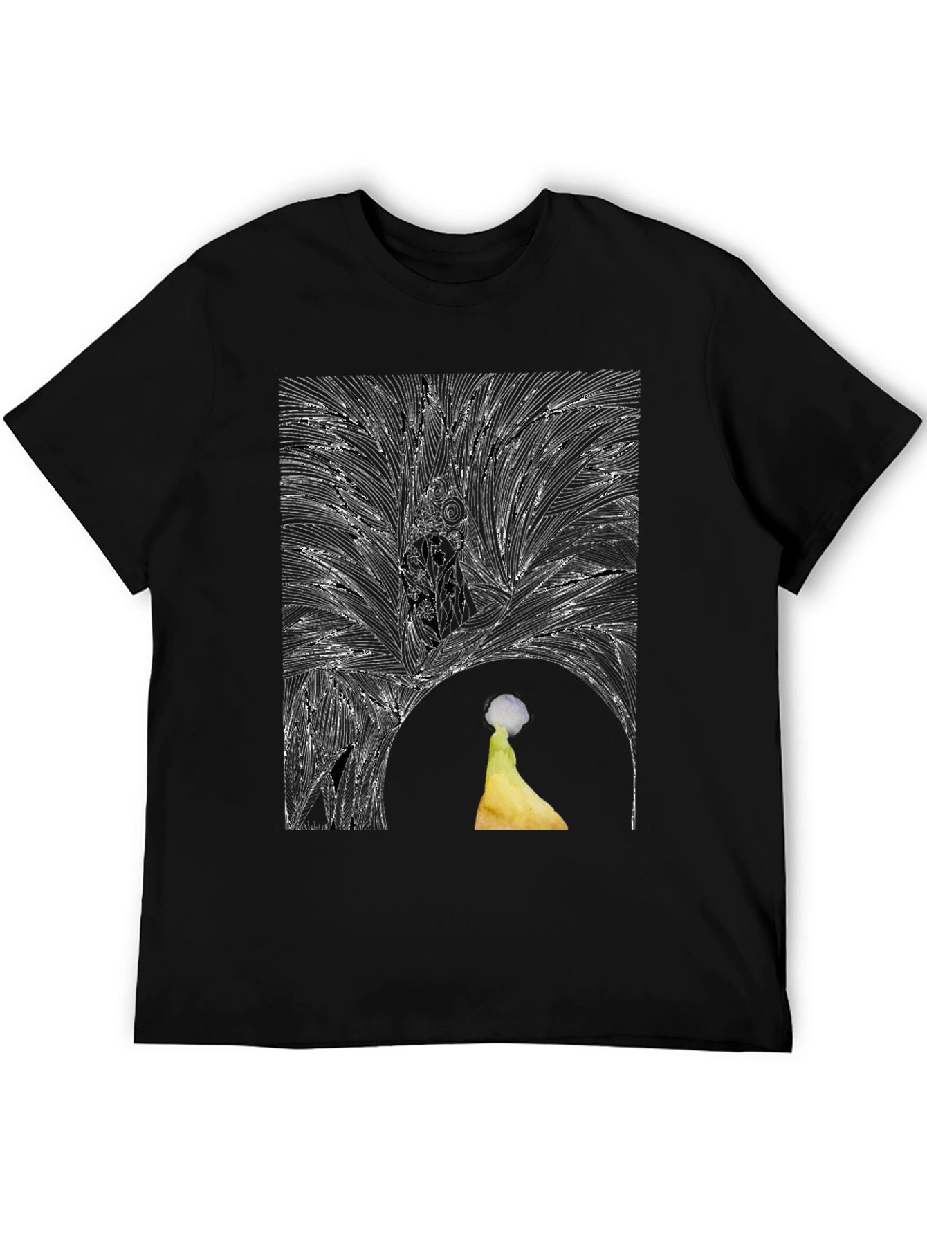 Surreal Black T-Shirt with Abstract Banana Print