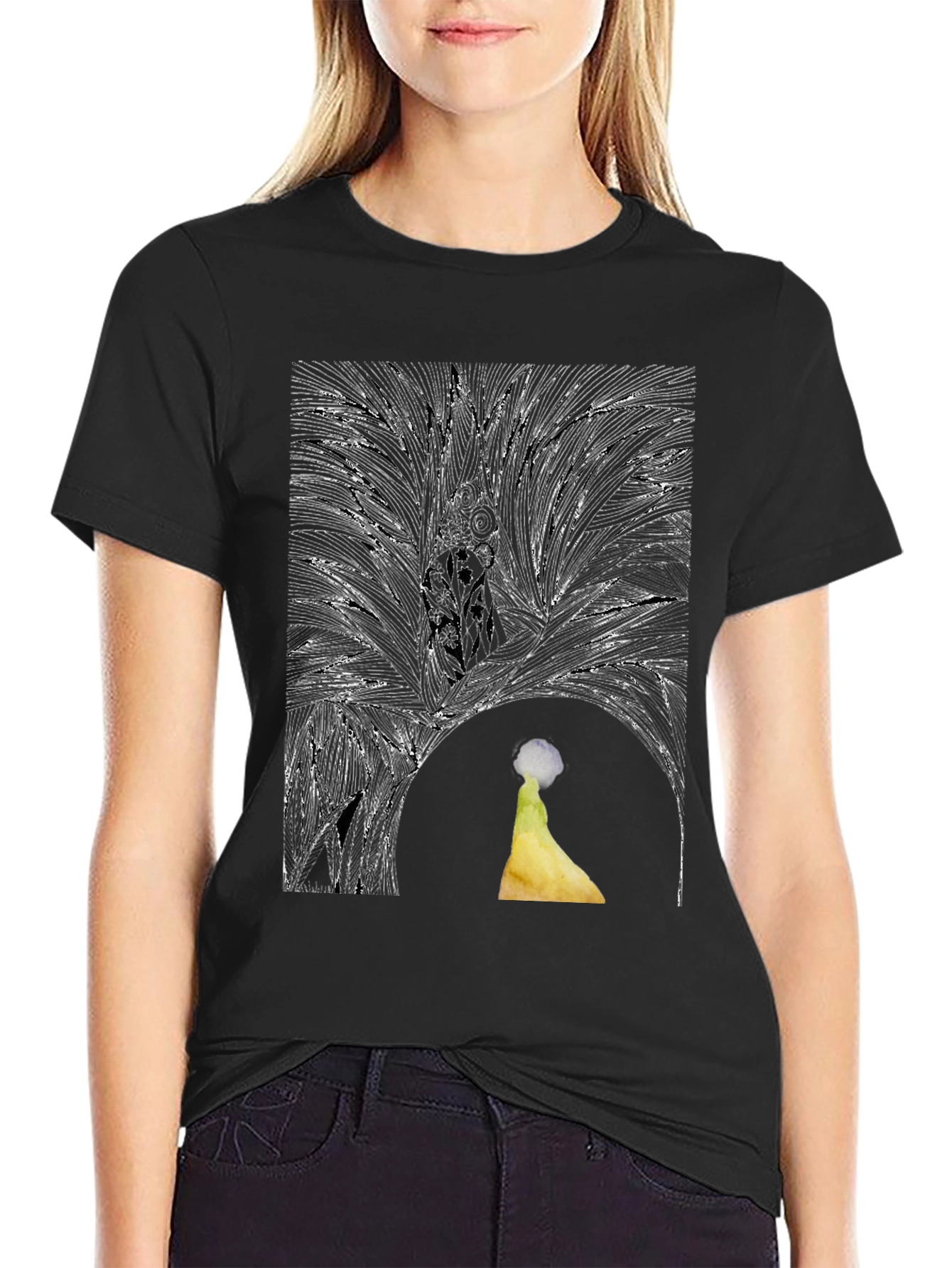Surreal Black T-Shirt with Abstract Banana Print