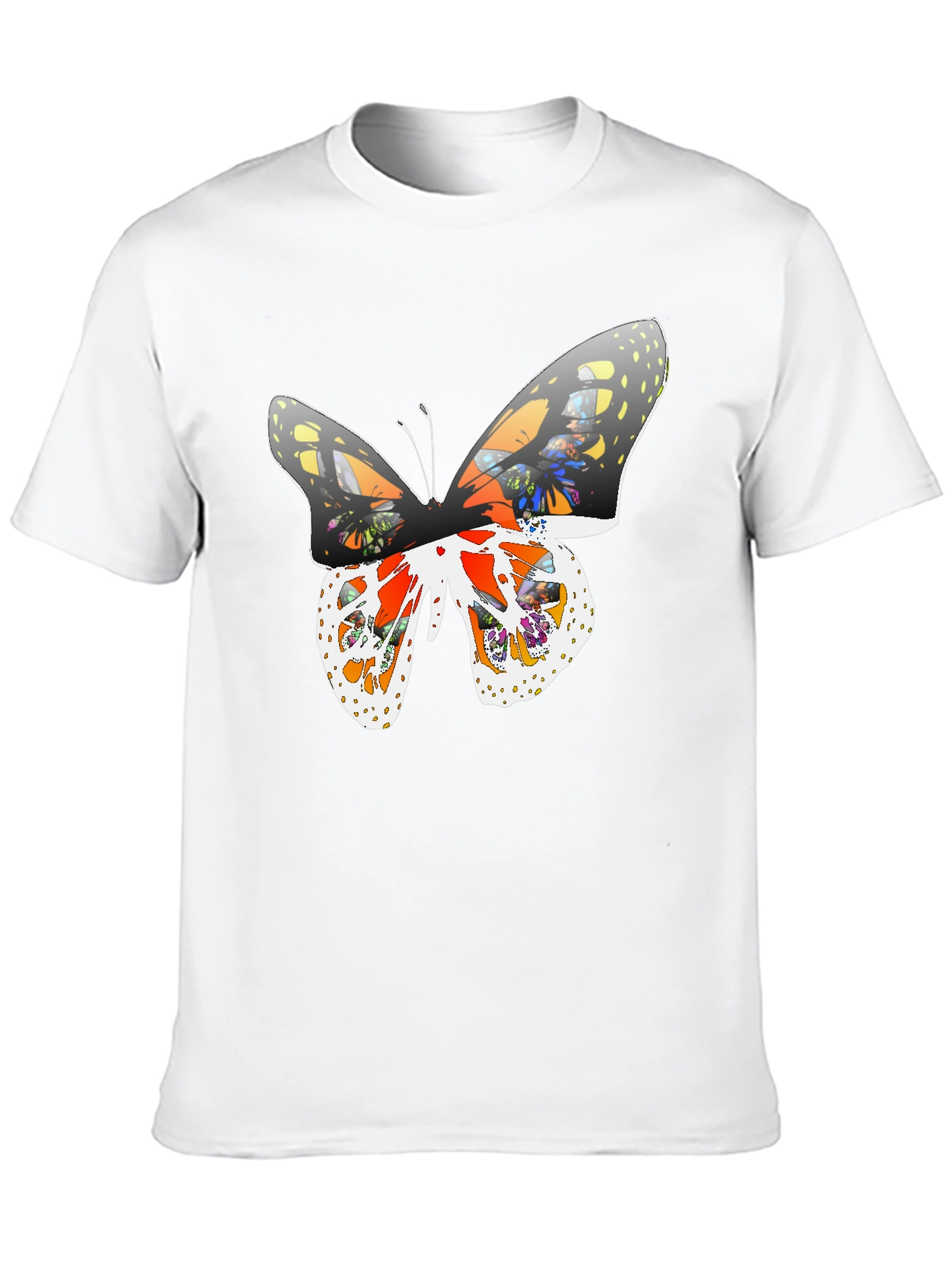 Butterfly Graphic Print Tee - Casual Black T-Shirt