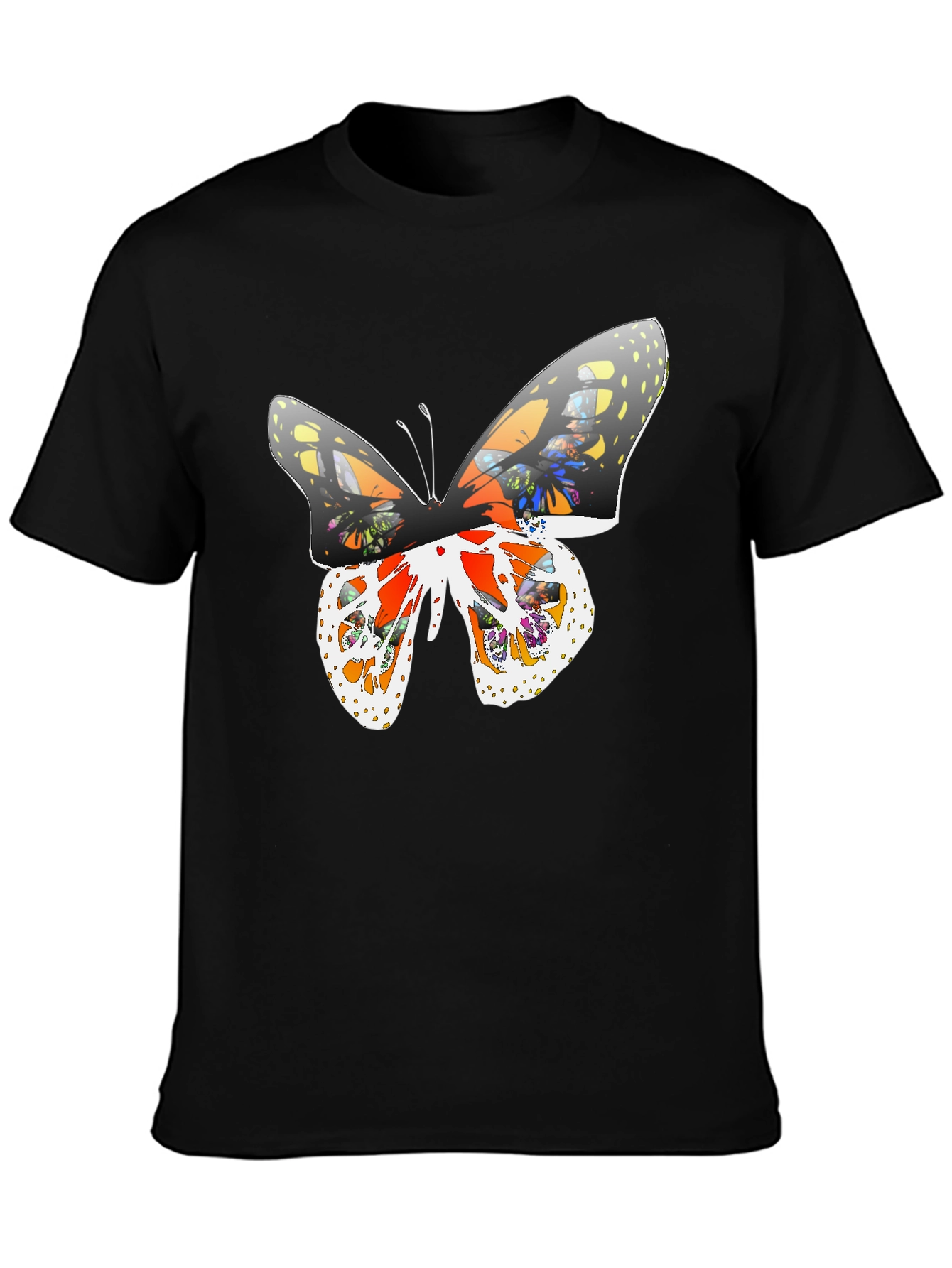 Butterfly Graphic Print Tee - Casual Black T-Shirt