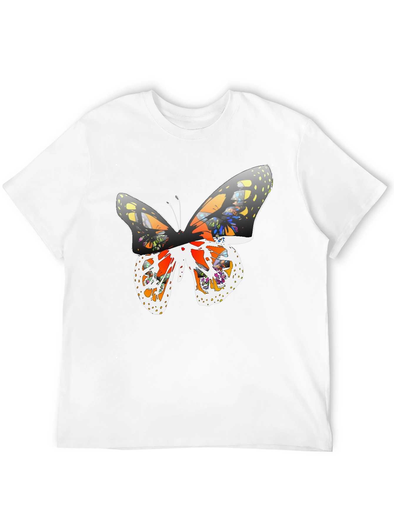 Butterfly Graphic Print Tee - Casual Black T-Shirt