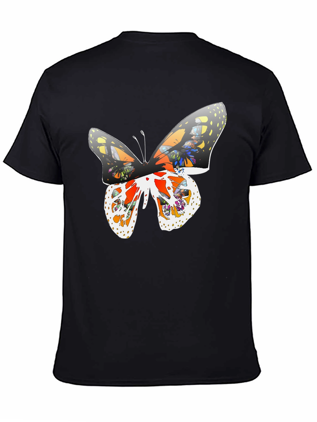 Butterfly Graphic Print Tee - Casual Black T-Shirt