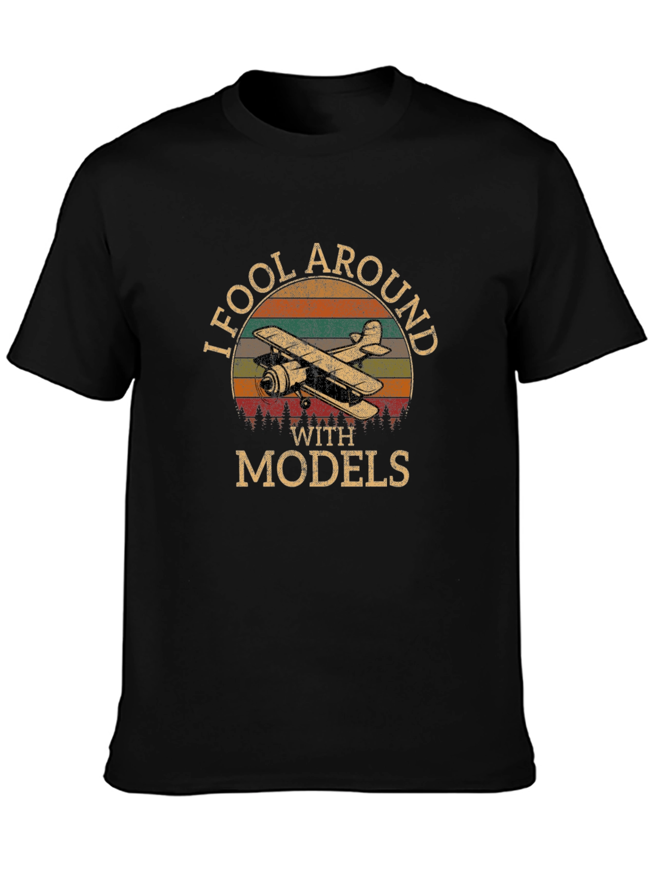I Fool Around With Models T-Shirt Retro Airplane Design