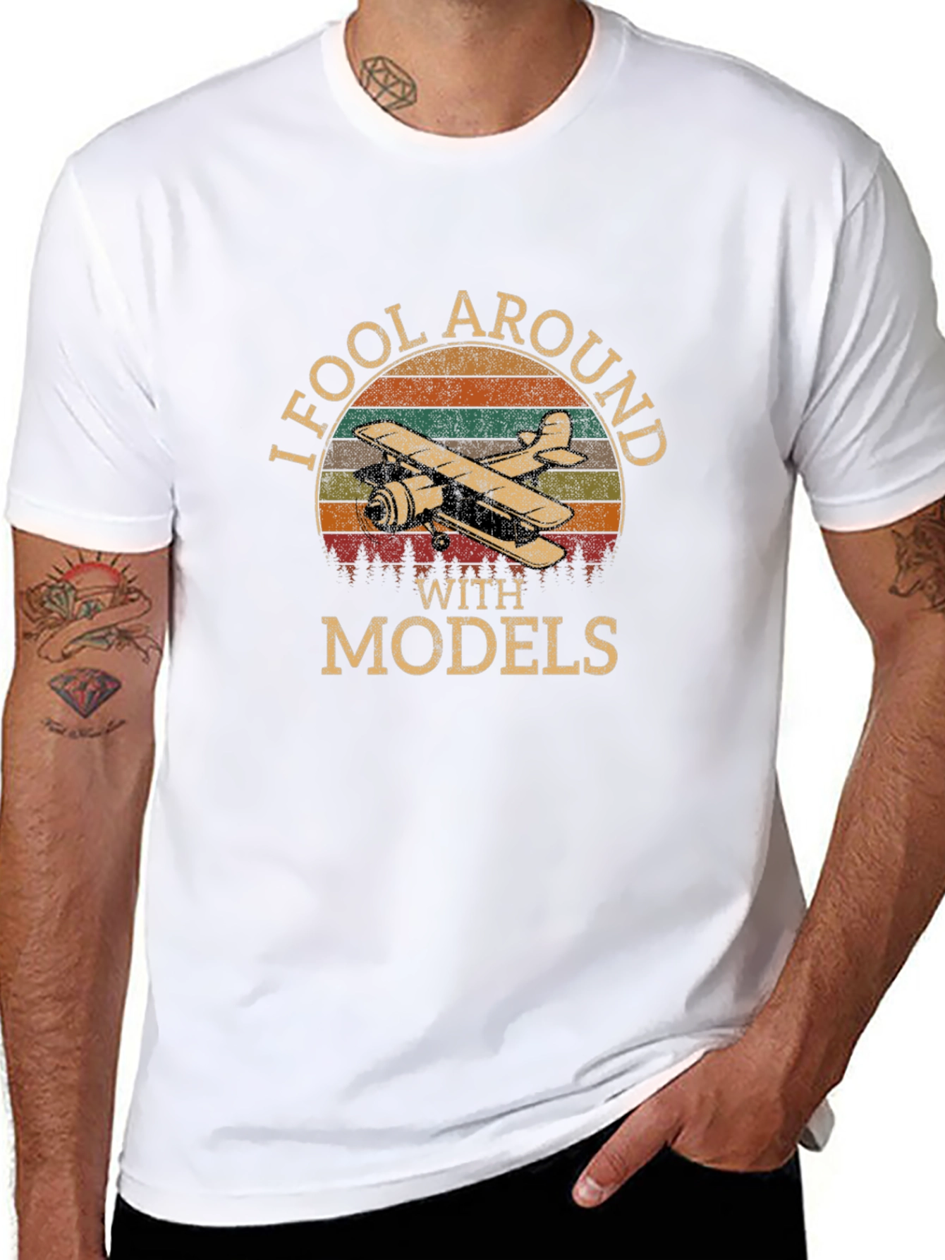 I Fool Around With Models T-Shirt Retro Airplane Design