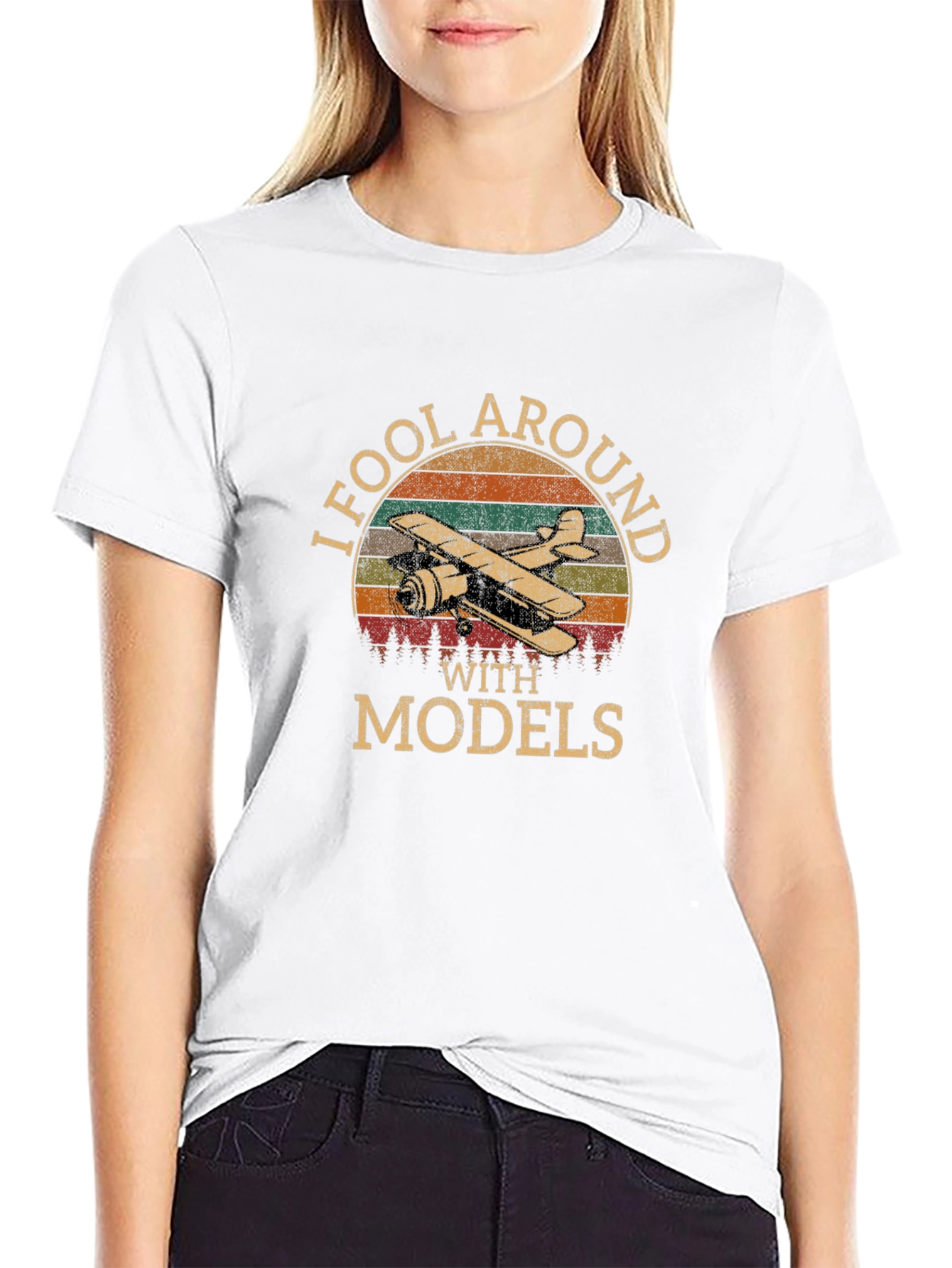 I Fool Around With Models T-Shirt Retro Airplane Design