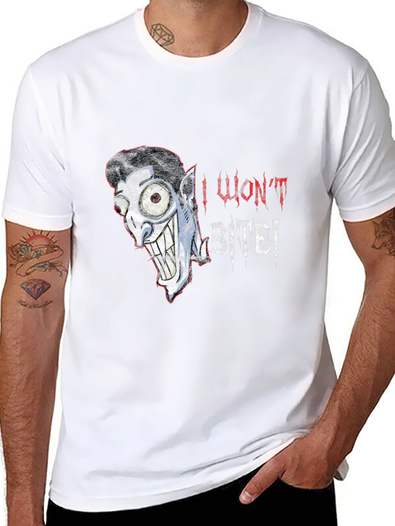 I Wont Bite Vampire Graphic Tee - Halloween Style