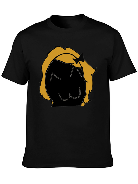 Graphic Tee: Cartoon Character Black T-Shirt