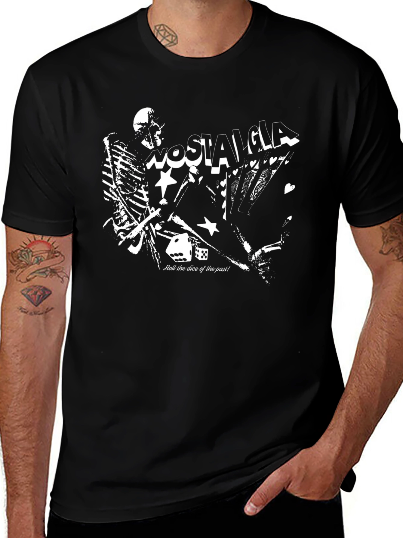 Nostalgia Skeleton Graphic Tee - Roll the Dice