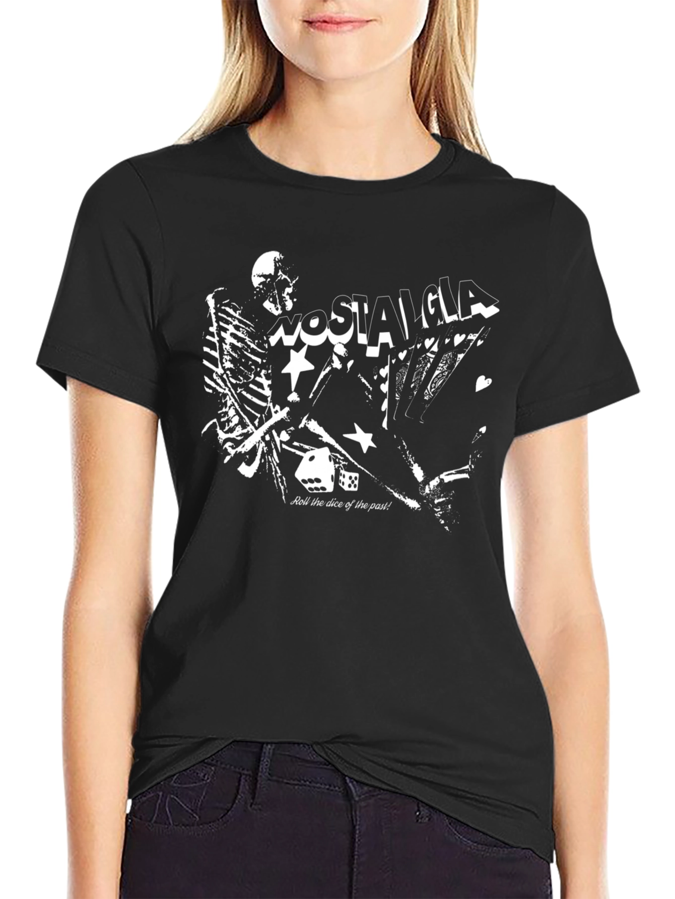 Nostalgia Skeleton Graphic Tee - Roll the Dice