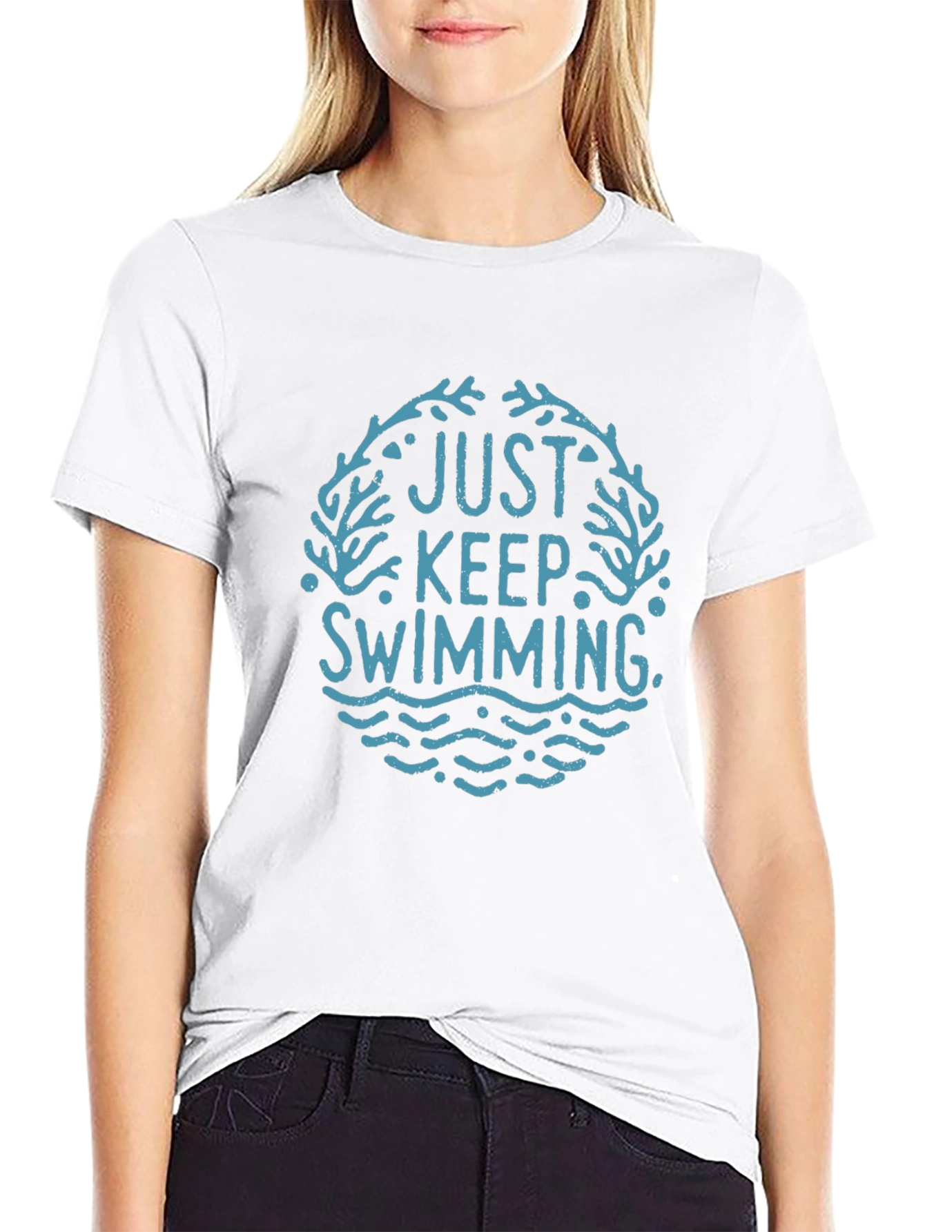 Just Keep Swimming Graphic Tee - Black