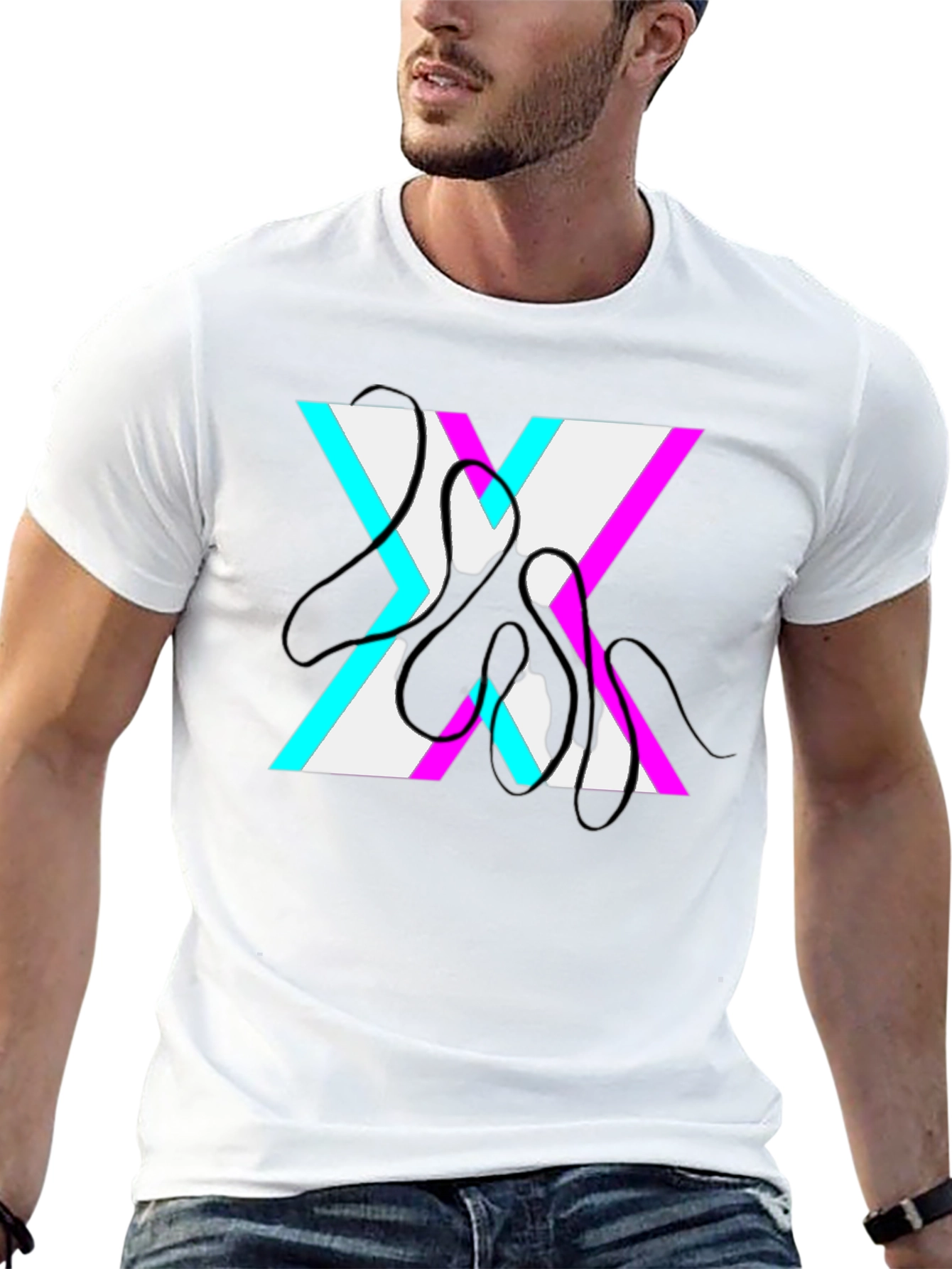 Abstract X Graphic Black T-Shirt