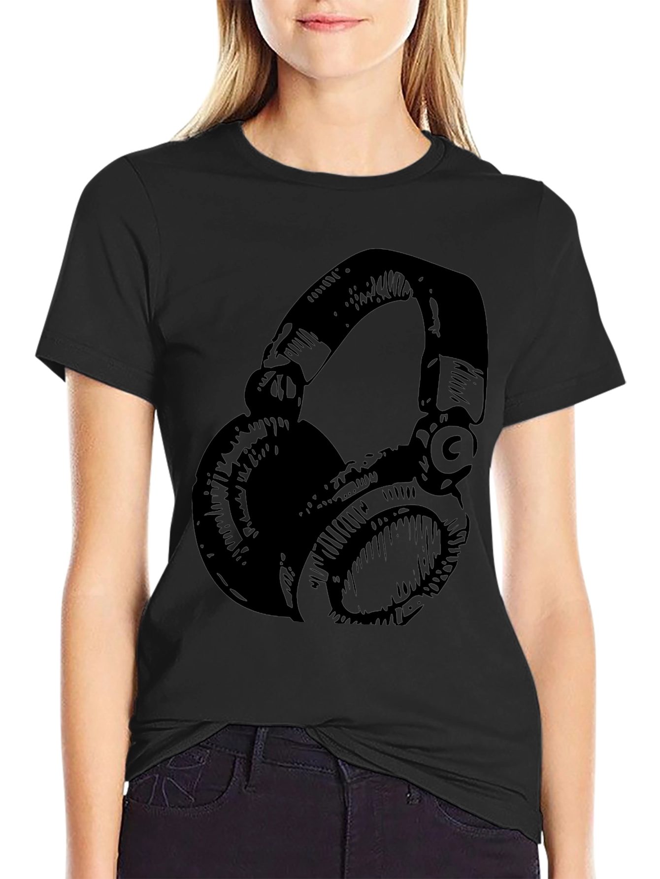 Headphones Graphic T-Shirt - Cool Black Tee