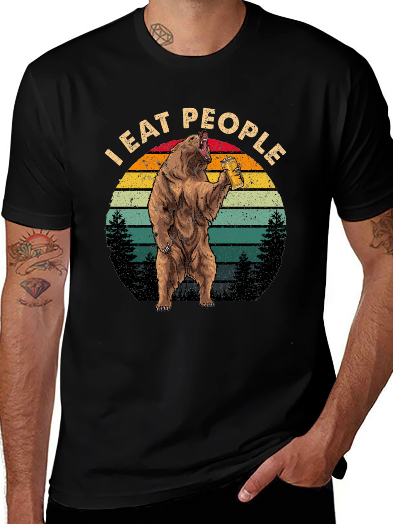 I Eat People Funny Bear Graphic T-Shirt