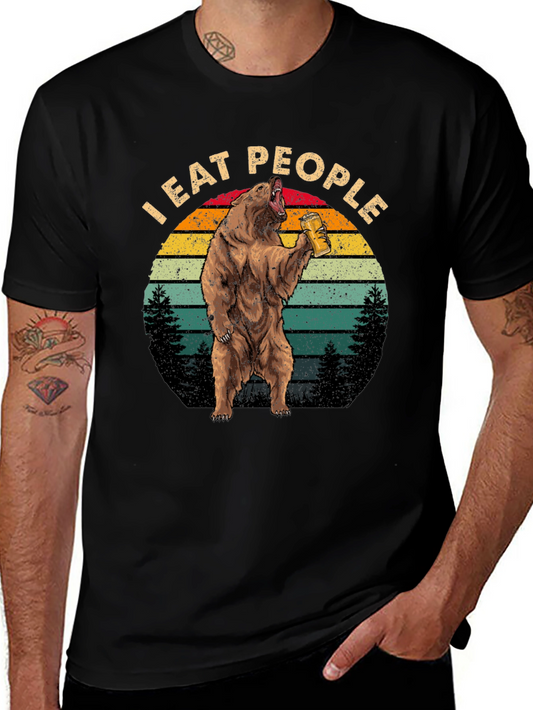 I Eat People Funny Bear Graphic T-Shirt