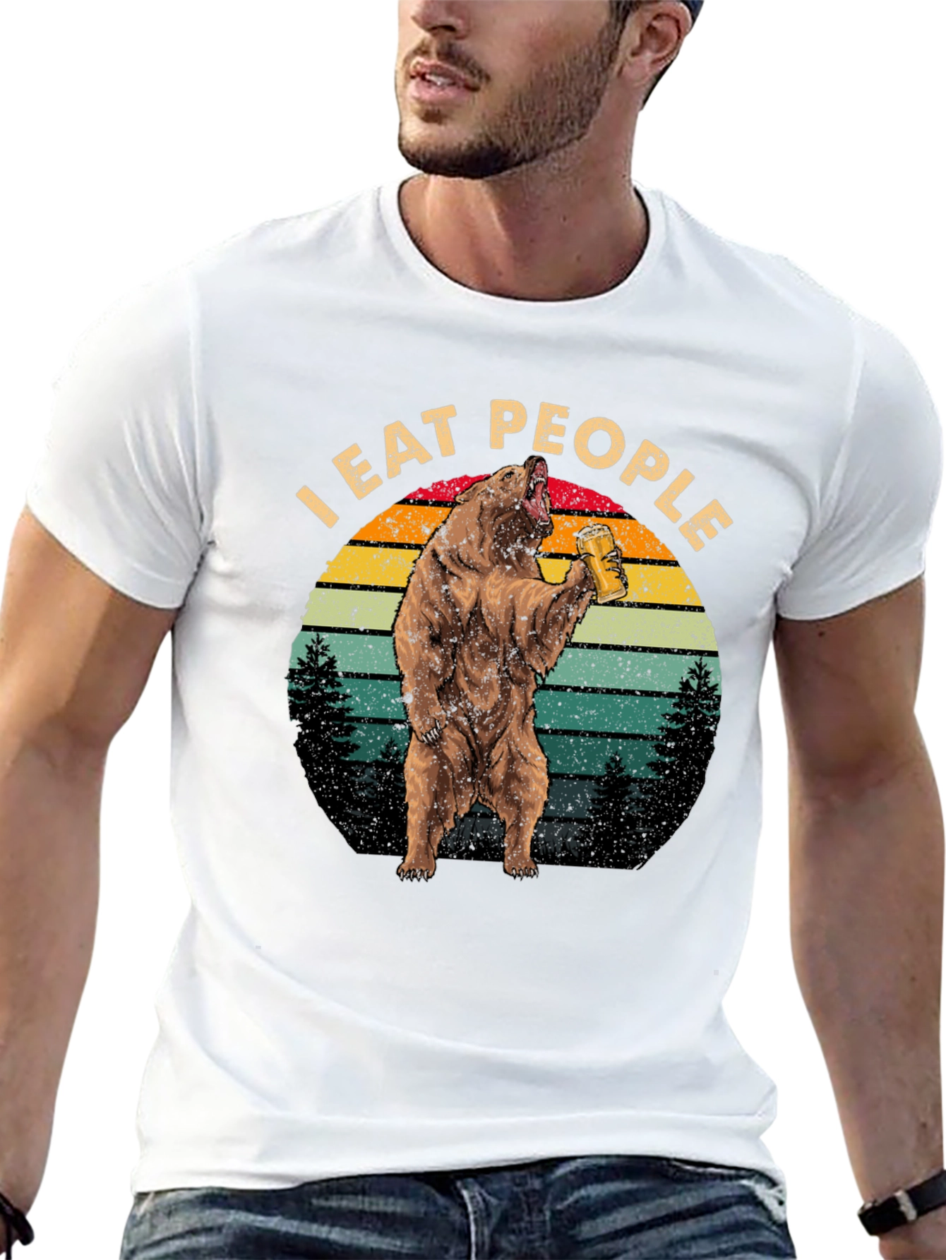 I Eat People Funny Bear Graphic T-Shirt