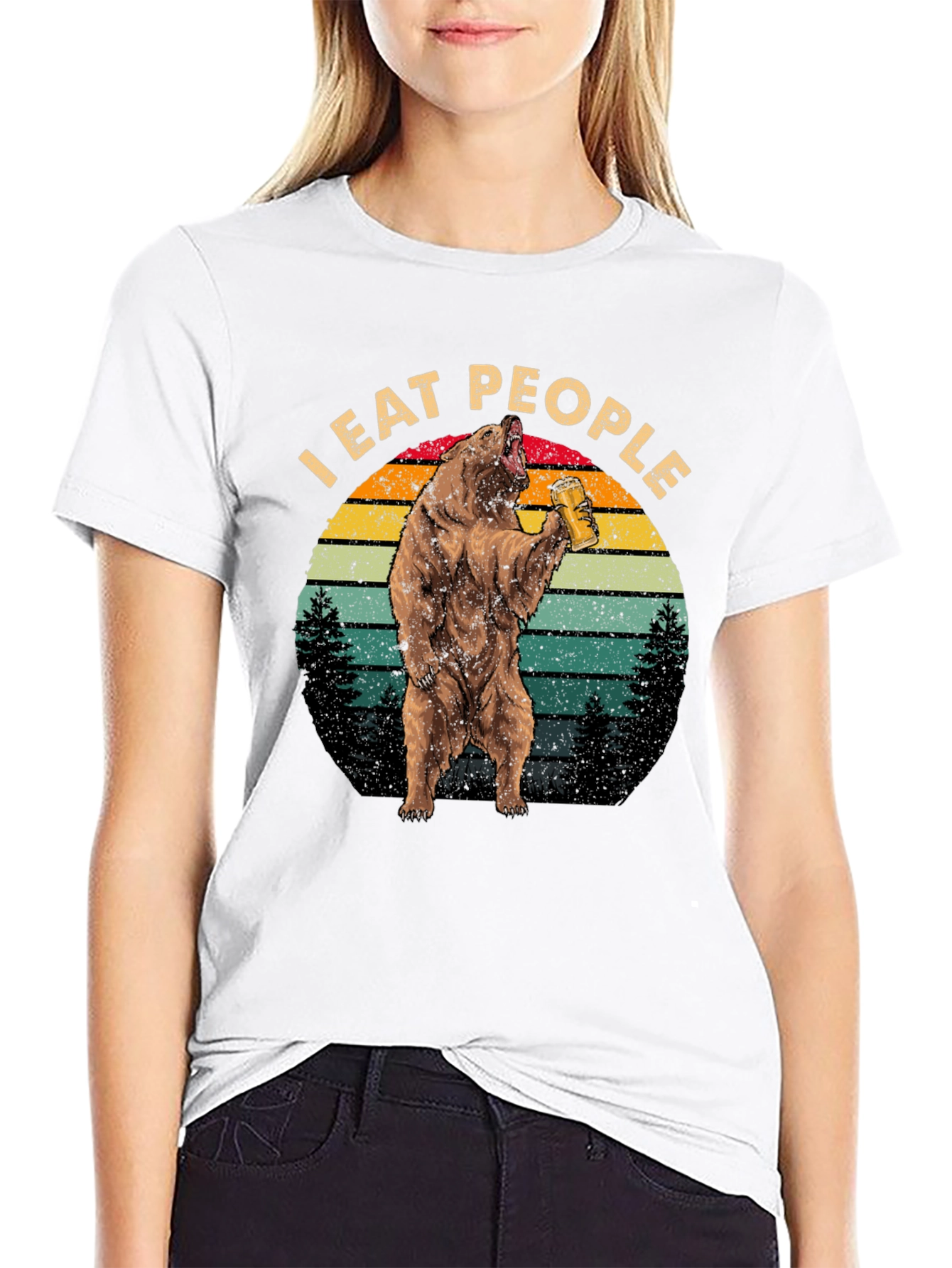 I Eat People Funny Bear Graphic T-Shirt