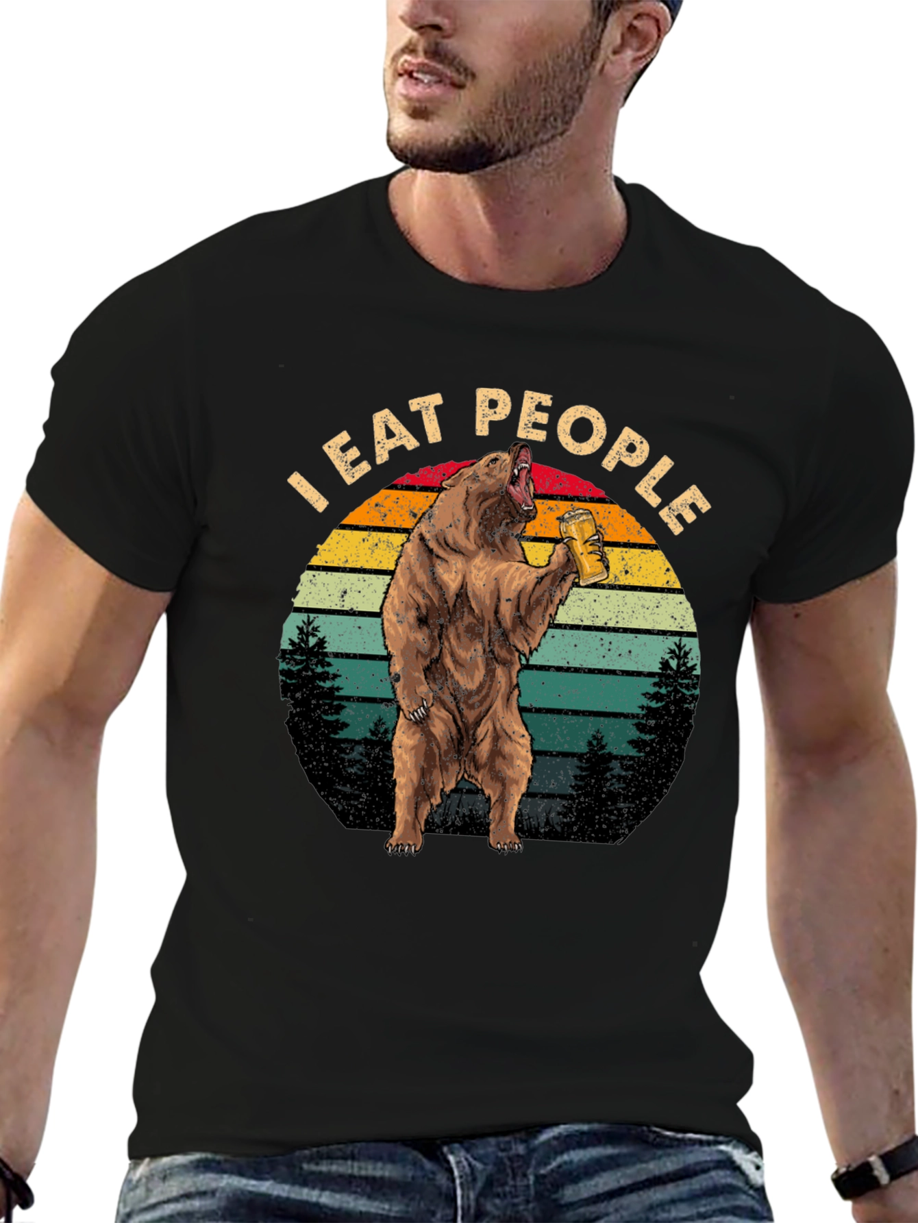 I Eat People Funny Bear Graphic T-Shirt