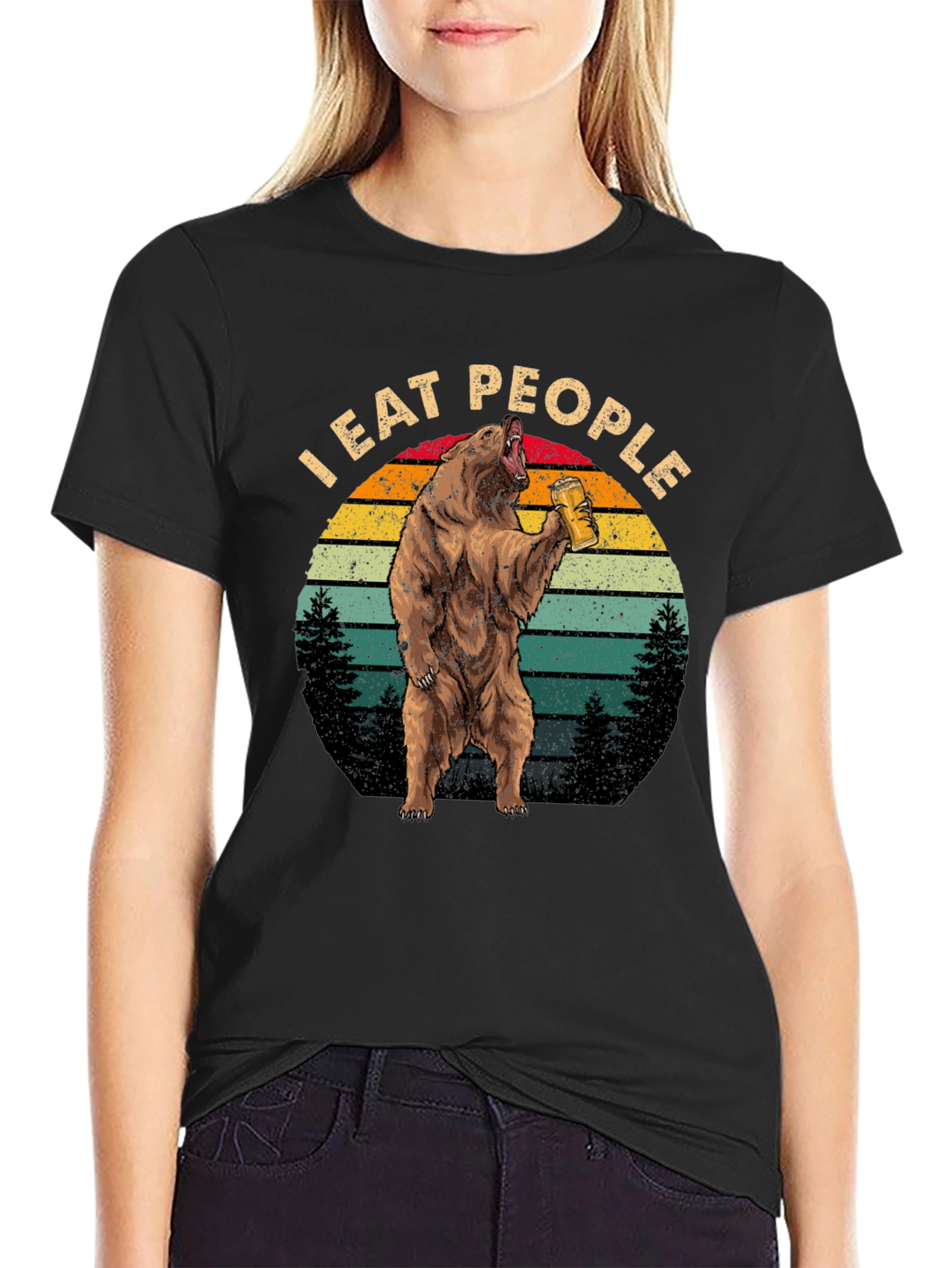 I Eat People Funny Bear Graphic T-Shirt