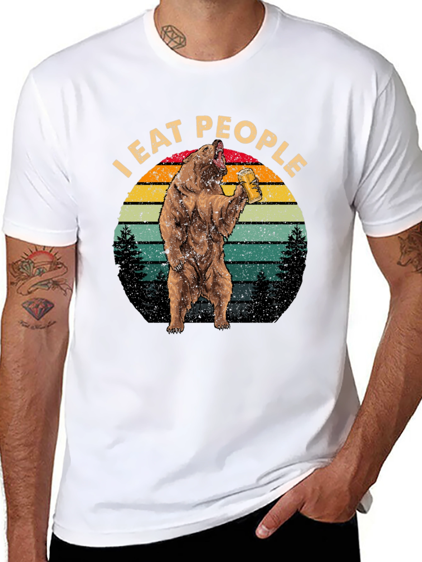 I Eat People Funny Bear Graphic T-Shirt