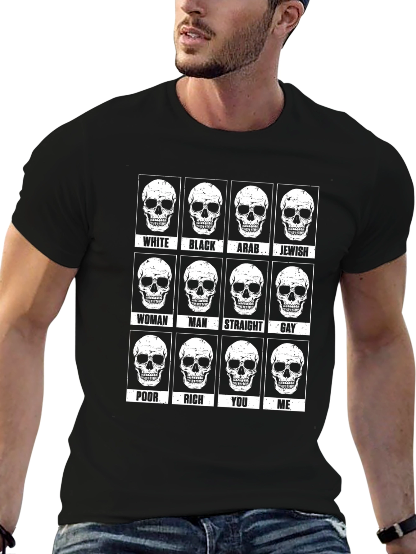 Equality Skull Graphic Black T-Shirt