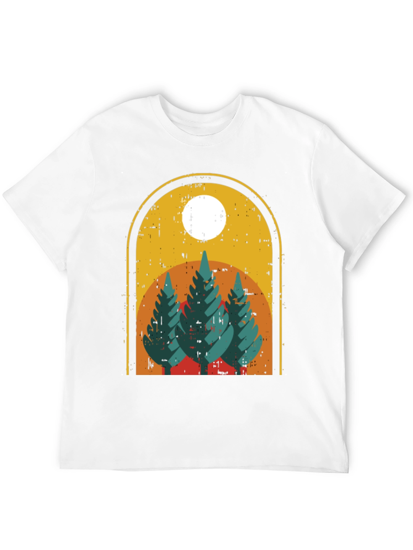 Retro Forest Graphic Tee - Black Cotton Blend