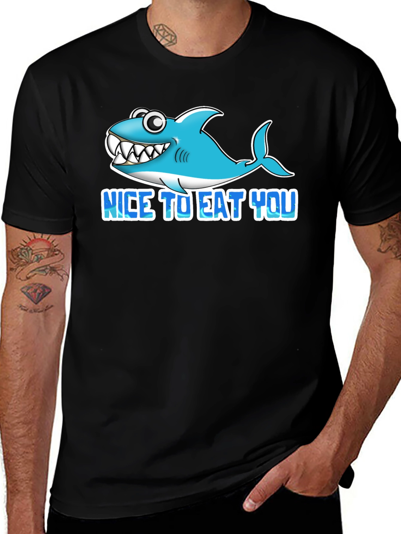 Funny Shark Graphic T-Shirt - Nice To Eat You