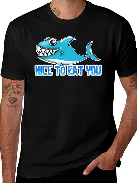 Funny Shark Graphic T-Shirt - Nice To Eat You