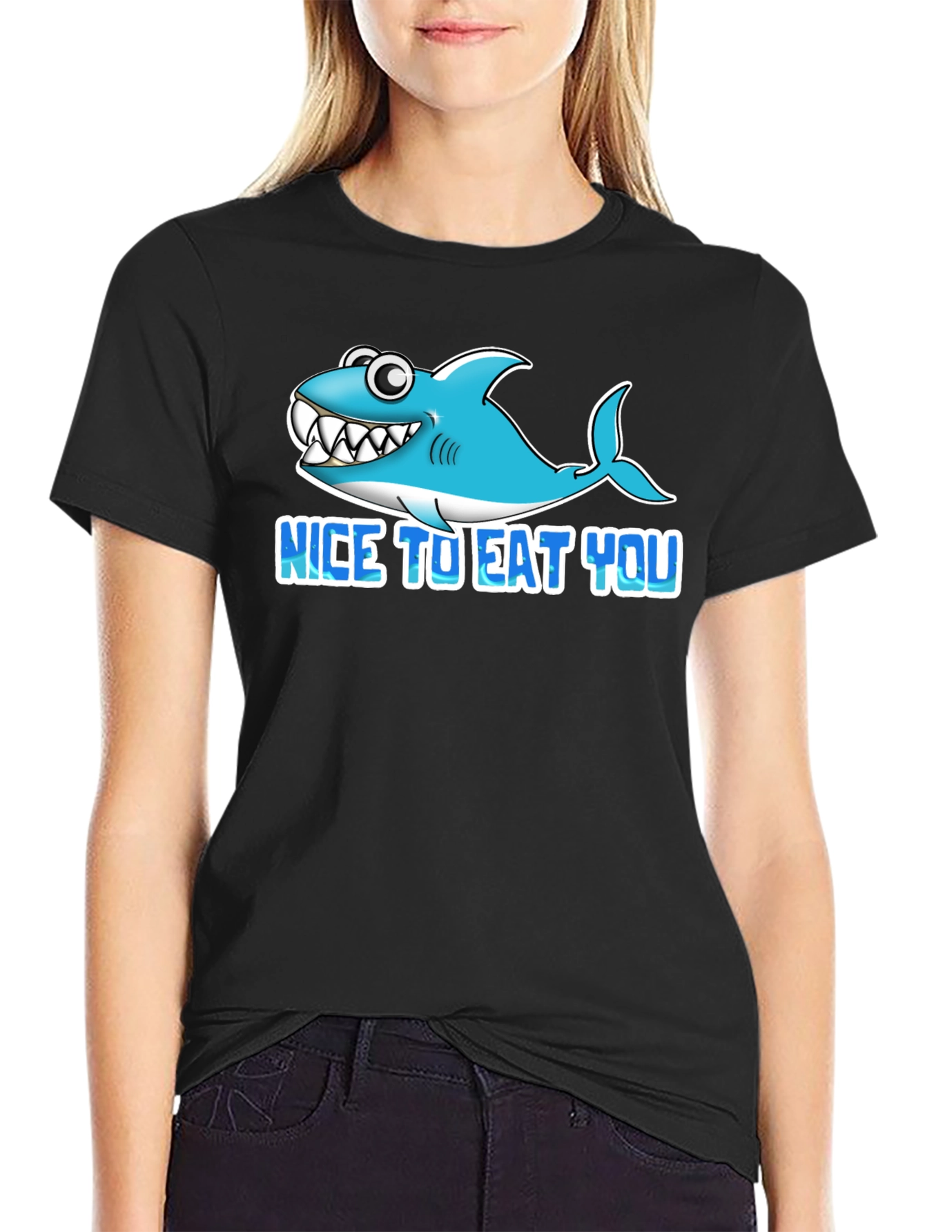 Funny Shark Graphic T-Shirt - Nice To Eat You