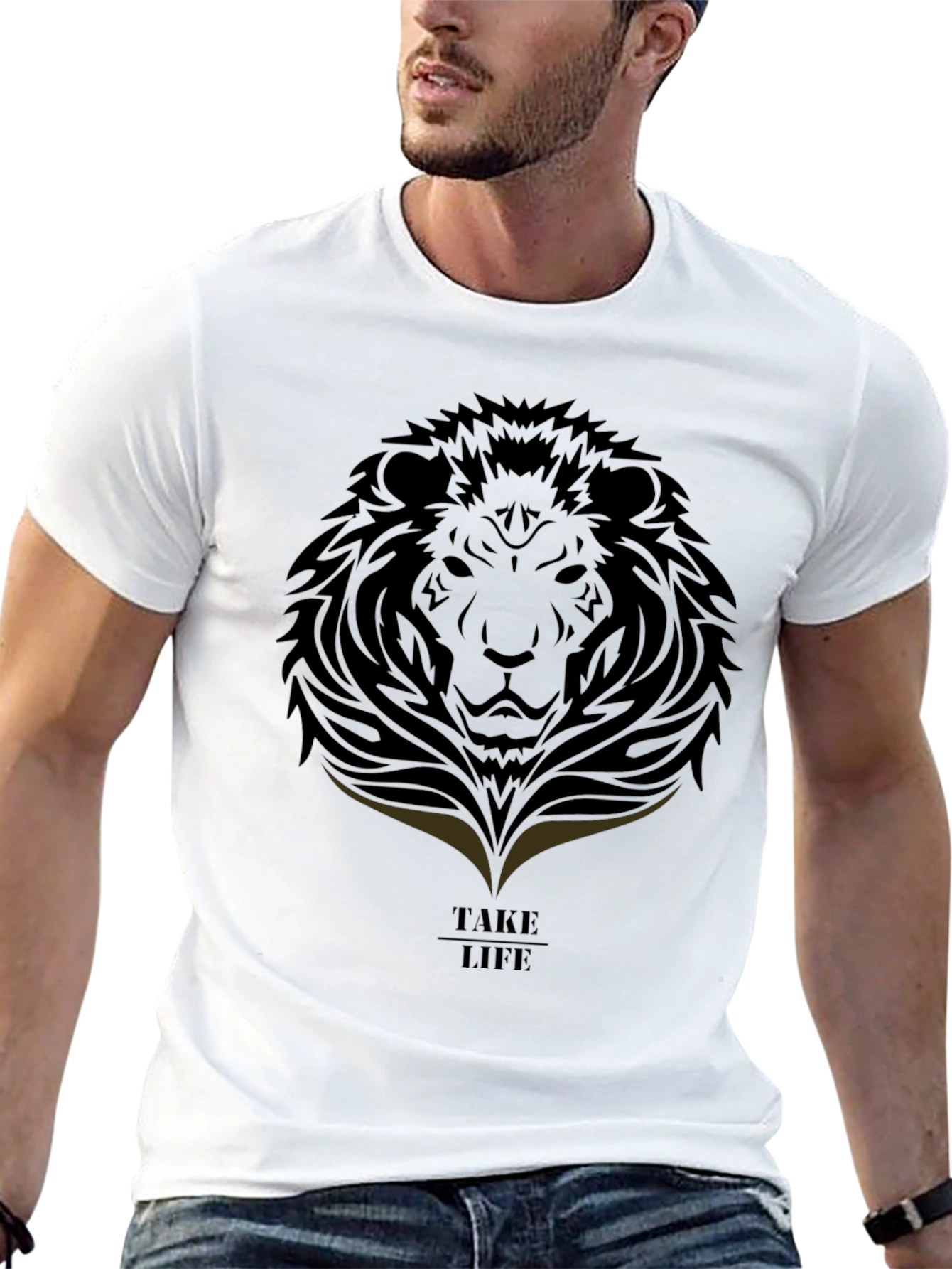 Lion Graphic Tee - Take Life Black T-Shirt