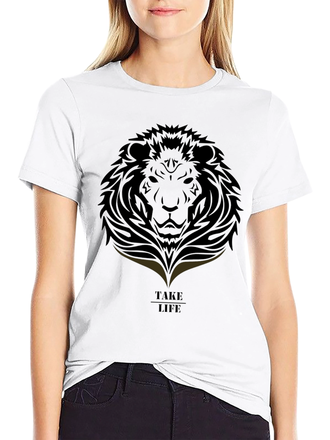 Lion Graphic Tee - Take Life Black T-Shirt