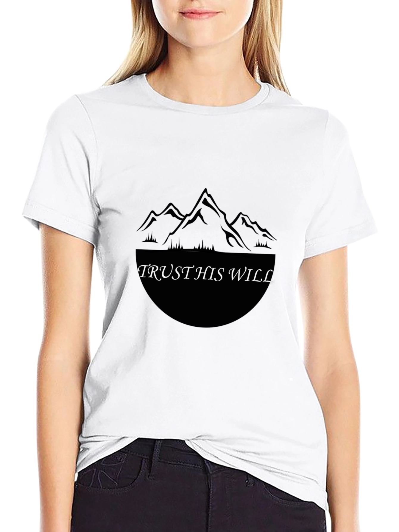 Trust His Will Black Graphic Tee