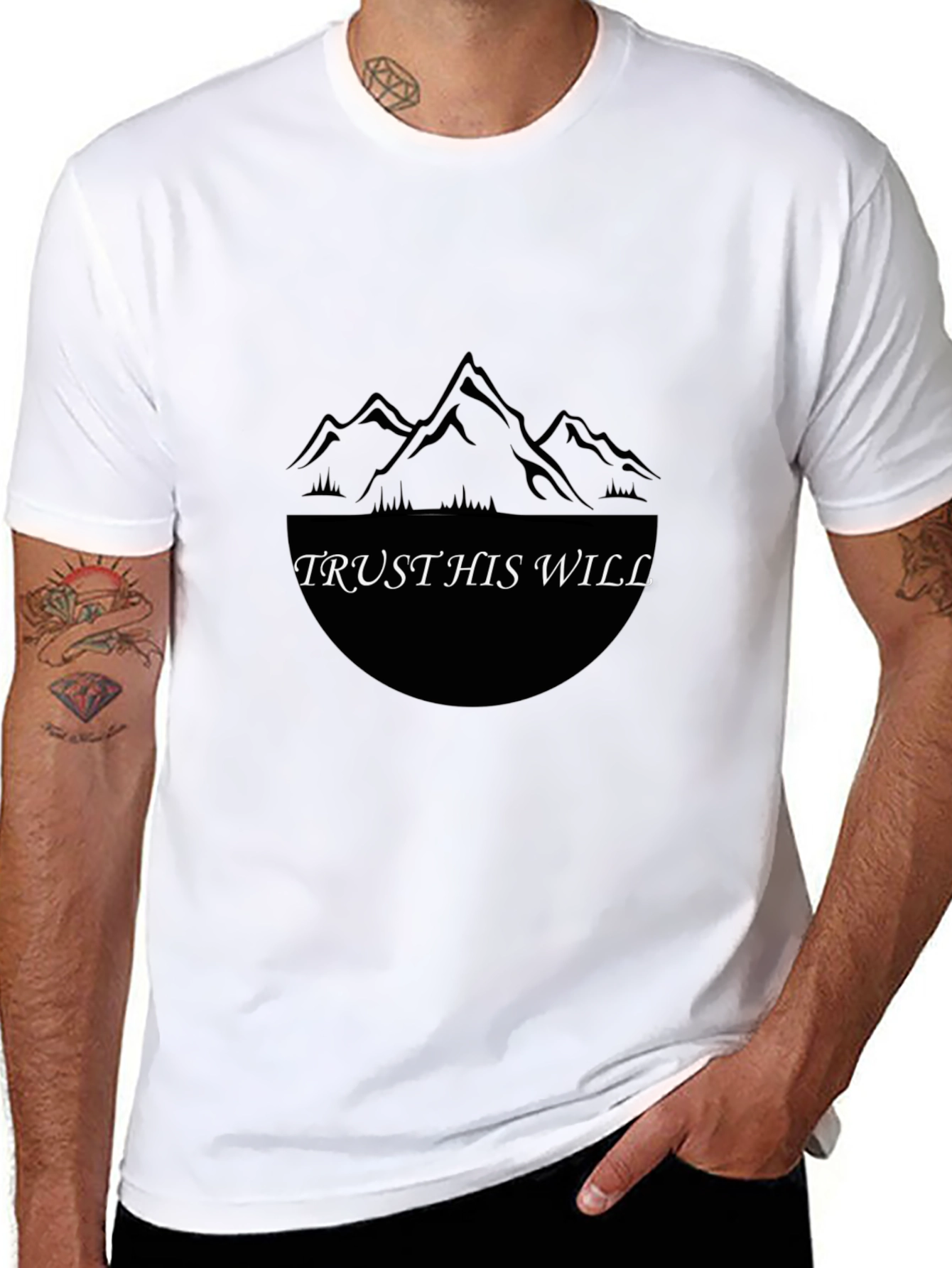 Trust His Will Black Graphic Tee