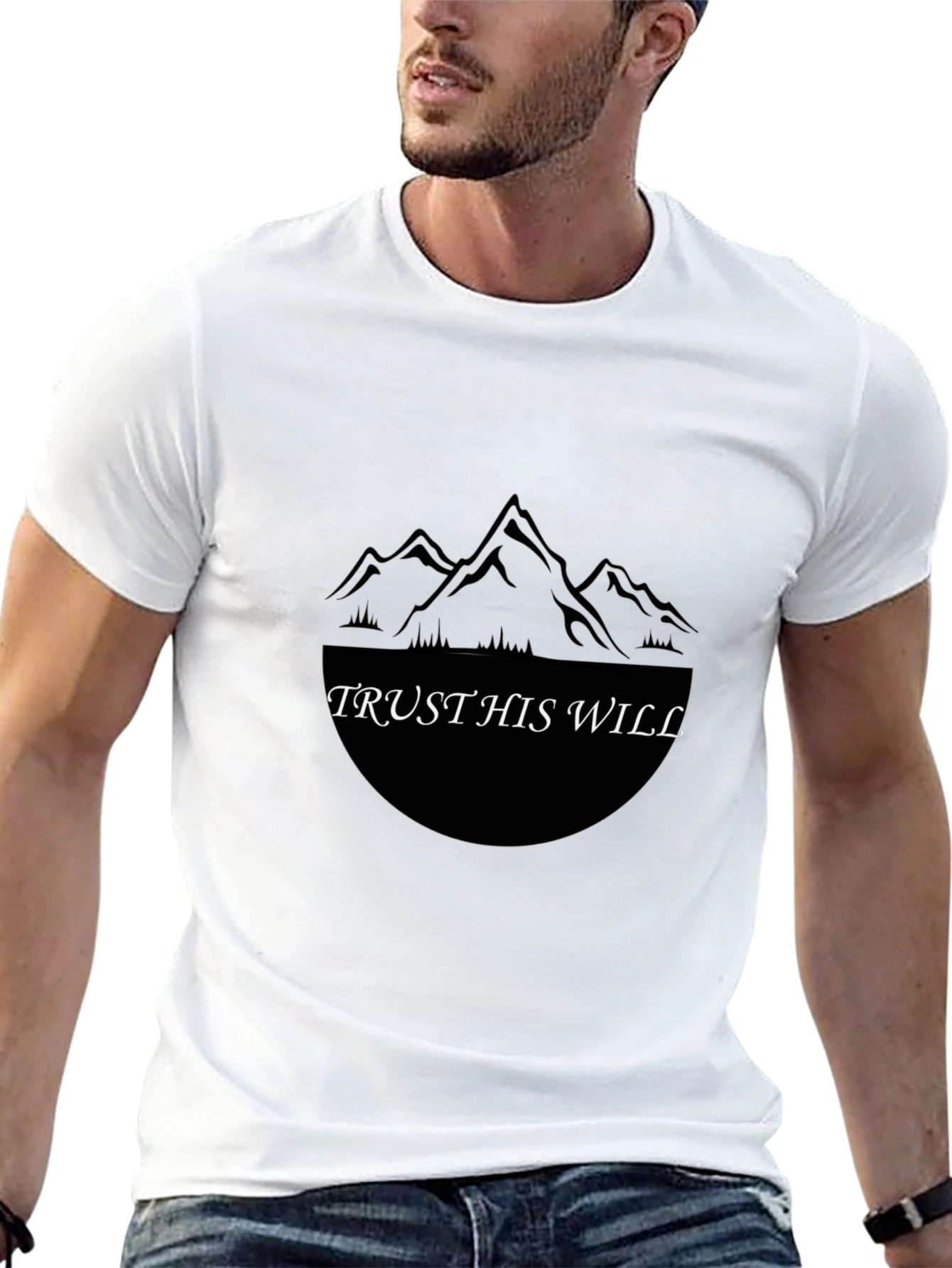 Trust His Will Black Graphic Tee