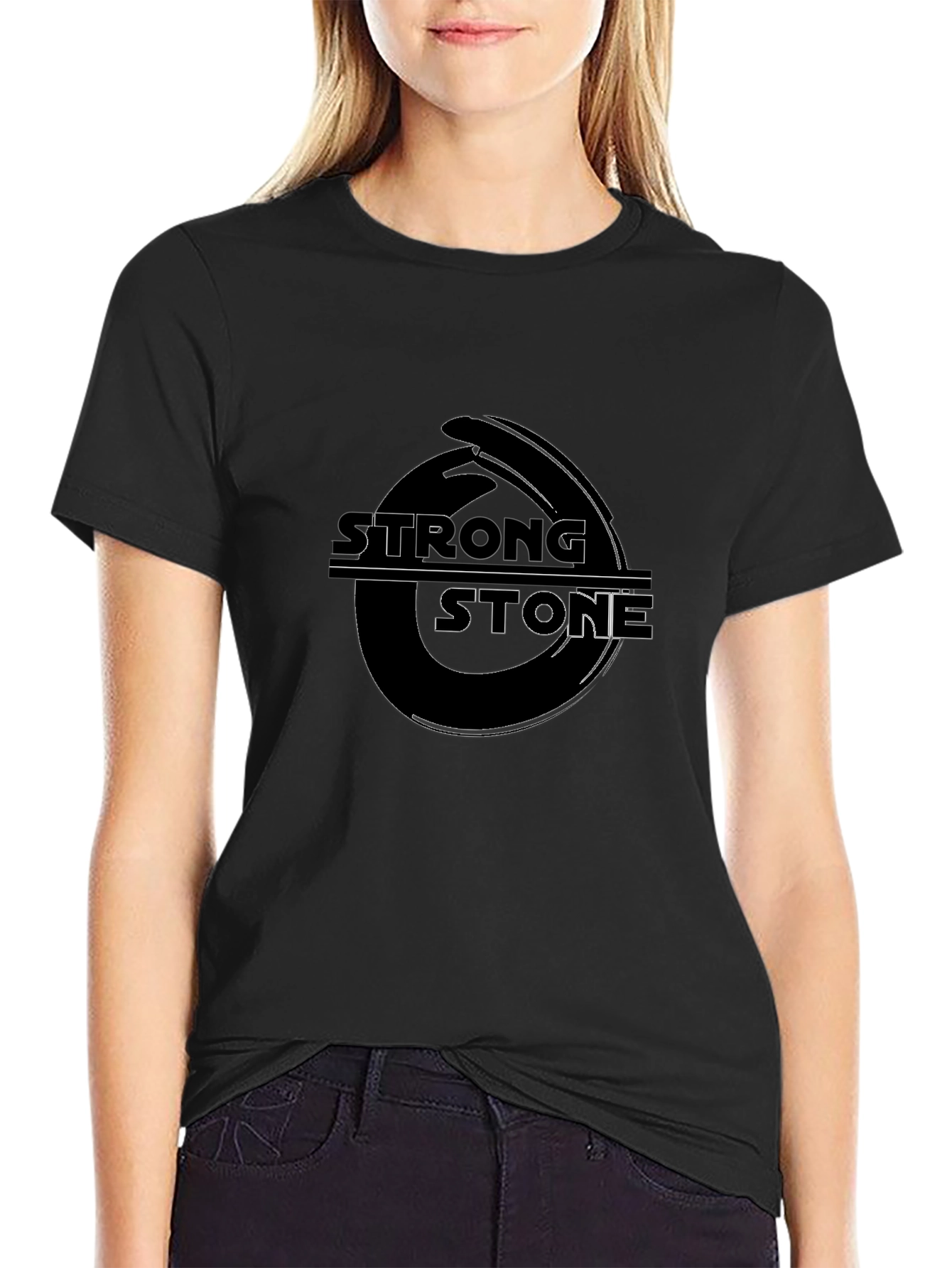 Strong Stone Graphic Tee - Black Cotton Blend