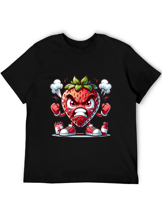 Angry Strawberry Cartoon Graphic T-Shirt
